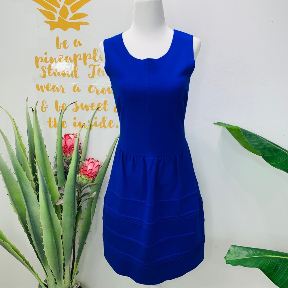 MADEWELL Cobalt Blue Fit Flare Sleeveless Dress - Picture 2 of 12
